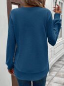 Sudadera Cómoda Casual con Textura Waffle y Dobladillo Asimétrico
