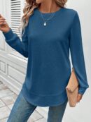 Sudadera Cómoda Casual con Textura Waffle y Dobladillo Asimétrico