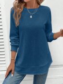 Sudadera Cómoda Casual con Textura Waffle y Dobladillo Asimétrico