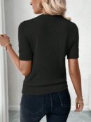 Sweater de Punto en Color Sólido con Manga Corta