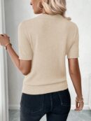 Sweater de Punto en Color Sólido con Manga Corta