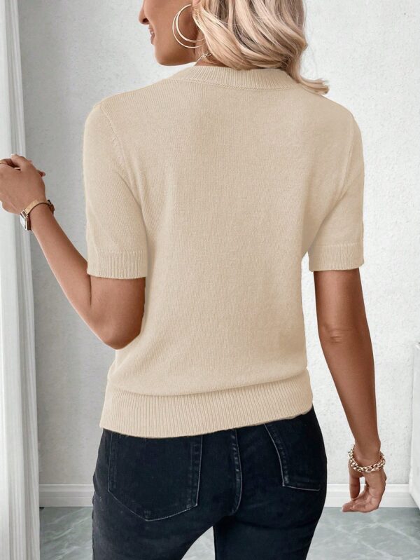 Sweater de Punto en Color Sólido con Manga Corta - Image 2