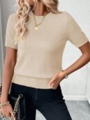 Sweater de Punto en Color Sólido con Manga Corta