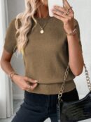Sweater de Punto en Color Sólido con Manga Corta