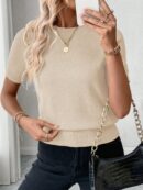 Sweater de Punto en Color Sólido con Manga Corta
