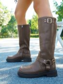 Botas Motorista con Cierre Lateral y Tacón Grueso