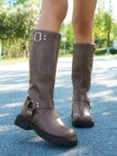 Botas Motorista con Cierre Lateral y Tacón Grueso
