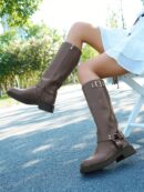 Botas Motorista con Cierre Lateral y Tacón Grueso