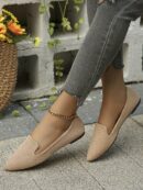 Mocasines Casuales de Puntera Puntiaguda con Hilos Dorados