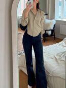 Blusa de Mujer Larga y Simple con Mangas Largas