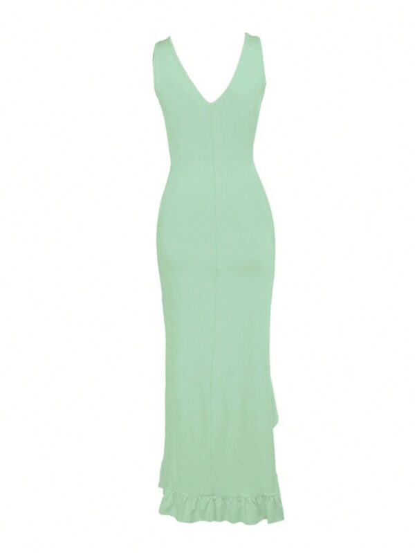 Vestido de Verano con Escote V, Detalles Fruncidos y Abertura - Image 31