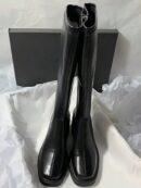 Botas Altas de Cuero con Tacón Cuadrado y Punta Cuadrada