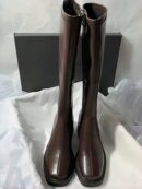 Botas Altas de Cuero con Tacón Cuadrado y Punta Cuadrada