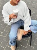 Sweater de Punto Liso Manga Larga para Mujer