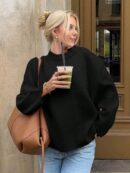 Sweater de Punto Liso Manga Larga para Mujer