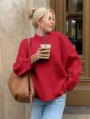 Sweater de Punto Liso Manga Larga para Mujer