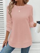 Sudadera Cómoda Casual con Textura Waffle y Dobladillo Asimétrico