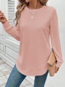 Sudadera Cómoda Casual con Textura Waffle y Dobladillo Asimétrico