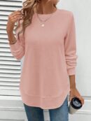 Sudadera Cómoda Casual con Textura Waffle y Dobladillo Asimétrico