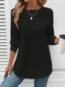 Sudadera Cómoda Casual con Textura Waffle y Dobladillo Asimétrico