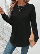 Sudadera Cómoda Casual con Textura Waffle y Dobladillo Asimétrico