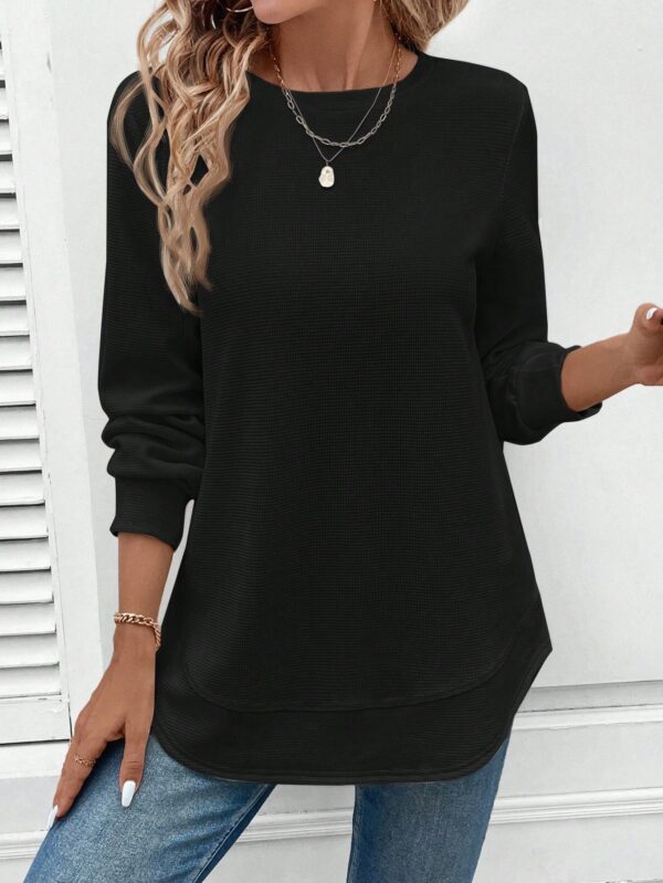 Sudadera Cómoda Casual con Textura Waffle y Dobladillo Asimétrico - Image 16