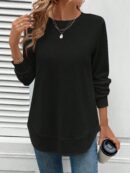 Sudadera Cómoda Casual con Textura Waffle y Dobladillo Asimétrico