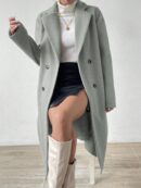 Abrigo Casual de Doble Botonadura y Cuello Solapa
