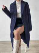 Abrigo Casual de Doble Botonadura y Cuello Solapa