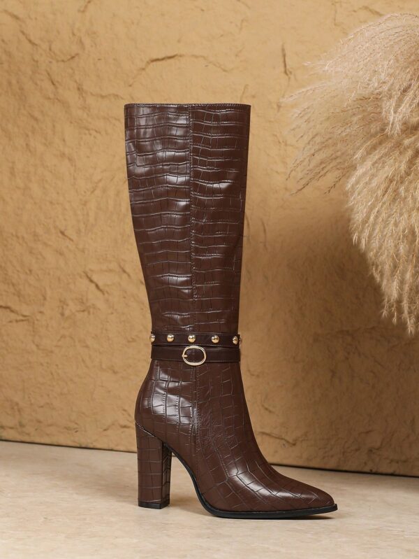 Botas Altas de Tacón Ancho para Mujer Talla Plus - Image 31