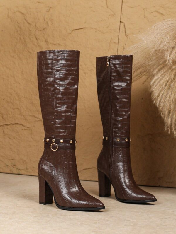 Botas Altas de Tacón Ancho para Mujer Talla Plus - Image 30