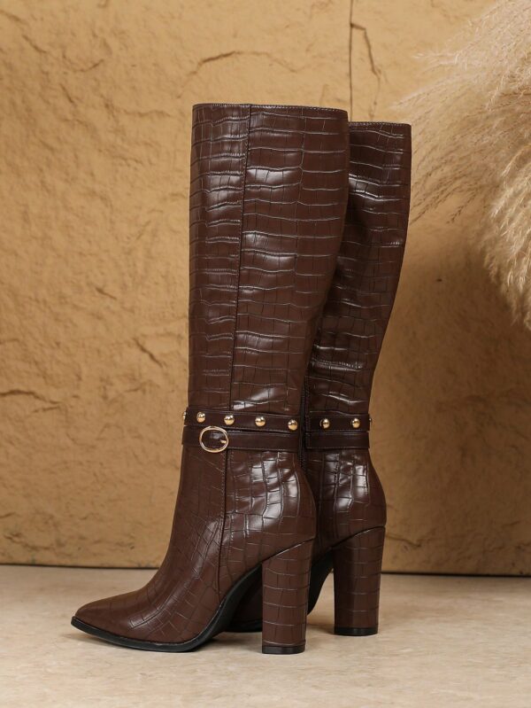 Botas Altas de Tacón Ancho para Mujer Talla Plus - Image 29