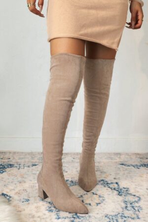 Botas Plus Size por Encima de la Rodilla, con Tacón Grueso