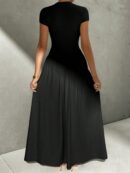 Vestido Midi Asimétrico A-Line Elegante y Simple con Cuello Alto