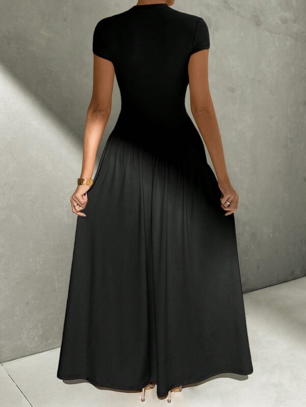 Vestido Midi Asimétrico A-Line Elegante y Simple con Cuello Alto - Image 2