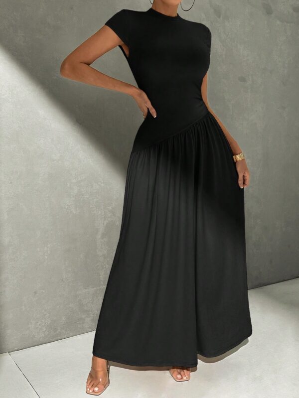 Vestido Midi Asimétrico A-Line Elegante y Simple con Cuello Alto - Image 4