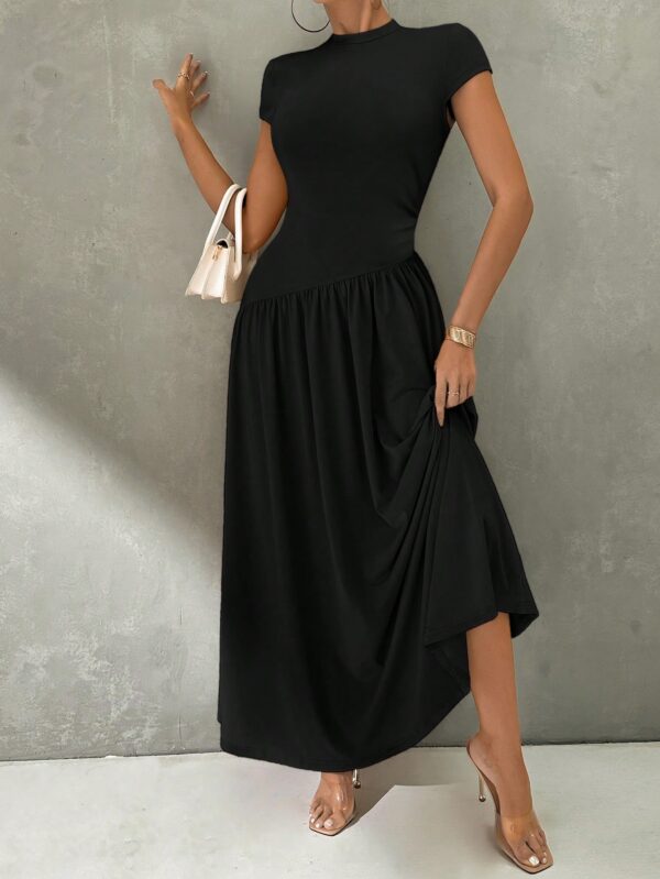 Vestido Midi Asimétrico A-Line Elegante y Simple con Cuello Alto - Image 5