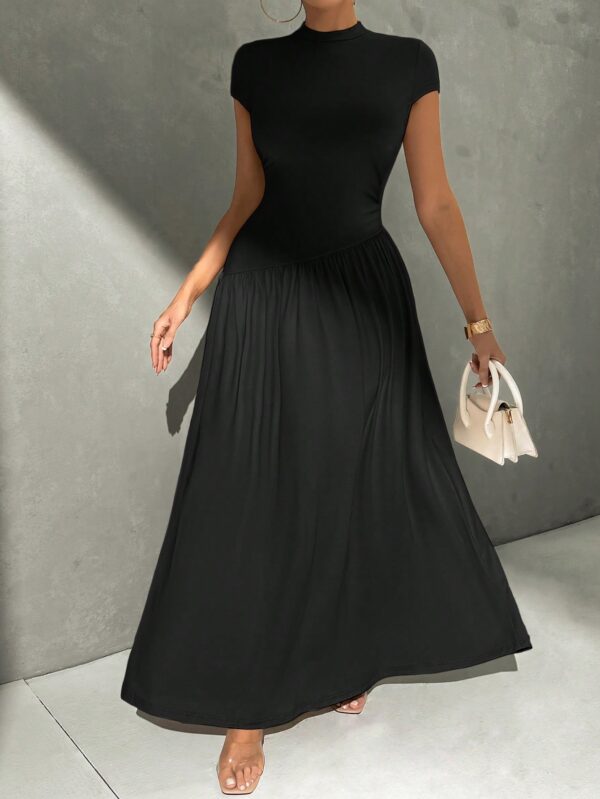 Vestido Midi Asimétrico A-Line Elegante y Simple con Cuello Alto - Image 8
