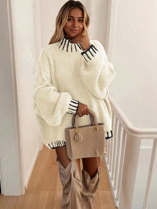 Sweater Casual Oversize con Cuello y Puños Estampados - Image 6