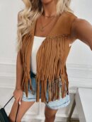 Chaqueta Casual Vaquera con Flecos y Tachuelas