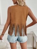 Chaqueta Casual Vaquera con Flecos y Tachuelas