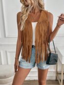 Chaqueta Casual Vaquera con Flecos y Tachuelas