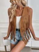 Chaqueta Casual Vaquera con Flecos y Tachuelas