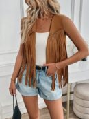 Chaqueta Casual Vaquera con Flecos y Tachuelas