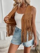Chaqueta Casual Vaquera con Flecos y Tachuelas