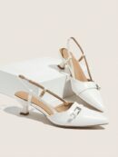 Zapatos de Tacón Gatito en Charol con Punta Afilada y Espalda Abierta