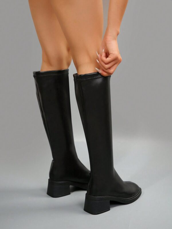 Botas Cortas de Cuero Negras para Mujer, Estilo Caballero de Otoño e Invierno - Image 12