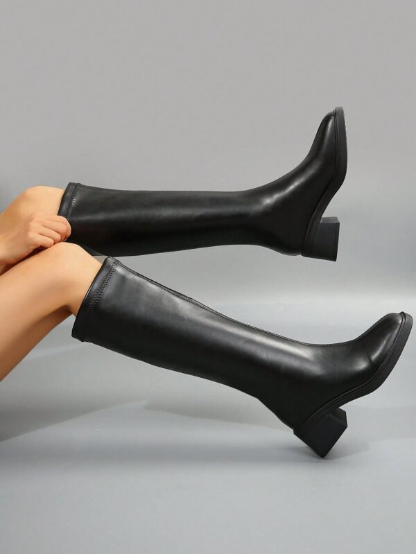 Botas Cortas de Cuero Negras para Mujer, Estilo Caballero de Otoño e Invierno - Image 11