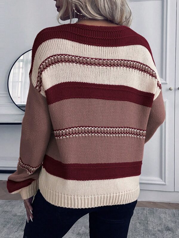 Sweater Casual a Rayas con Hombros Caídos para Otoño/Invierno - Image 51