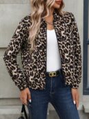 Chaqueta Tejida Jacquard Casual en Color Caqui